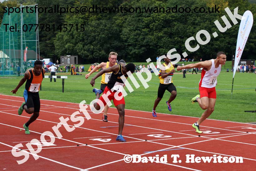 Mens and Boys 100 metres at the Northern Inter-Counties under-17s and 15s at Witton Park, Blackburn. Photo: David T. Hewitson/Sports for All Pics